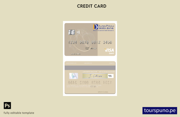 lista para imprimir plantilla de tarjeta de débito visa Qatar Doha Bank